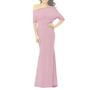 NWT Betsy & Aadam Madeline Scuba Crepe Off Shoulder Gown in Rose